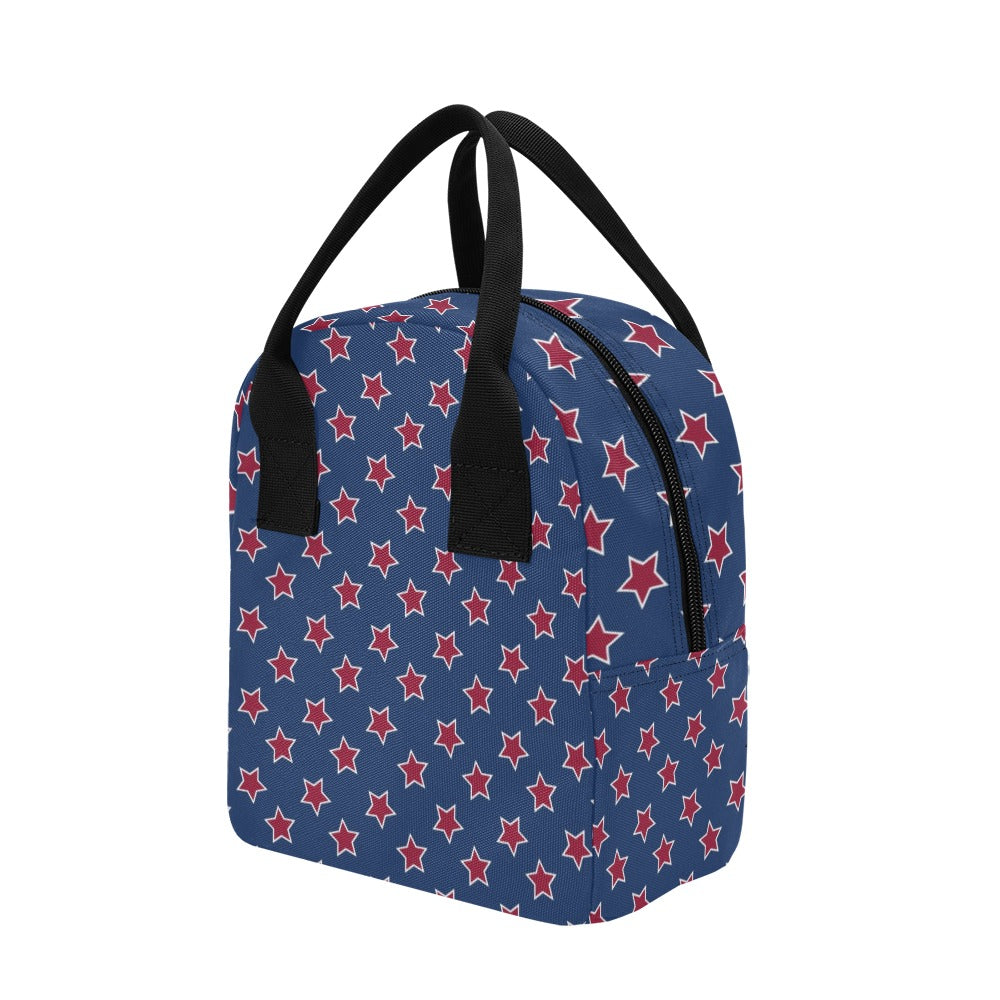 Star Red Blue Print Design LKS301 Insulated Lunch Bag