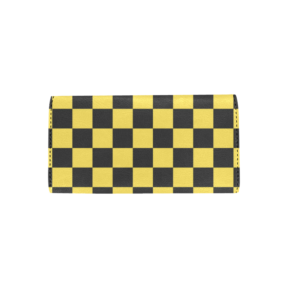 Checkered Yellow Pattern Print Design 03 Women's Trifold Wallet