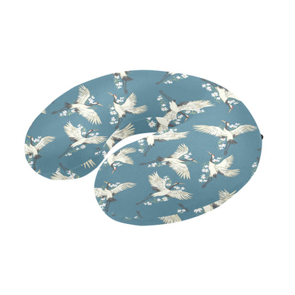 Crane Pattern Print Design 02 U-Shaped Travel Neck Pillow