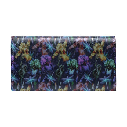 Dragonfly With Floral Print Pattern Women's Trifold Wallet