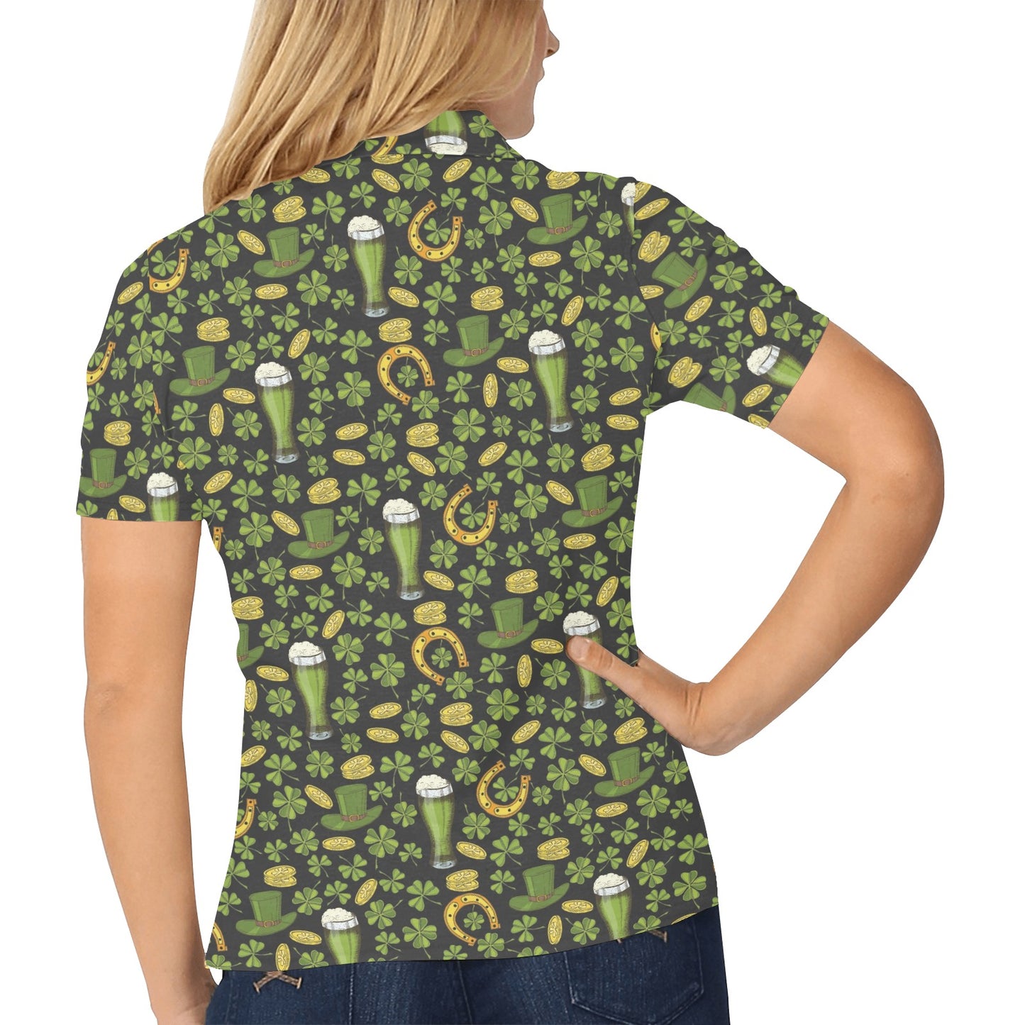 Clover St Patricks Pattern Print Design 03 Women's Polo Shirt
