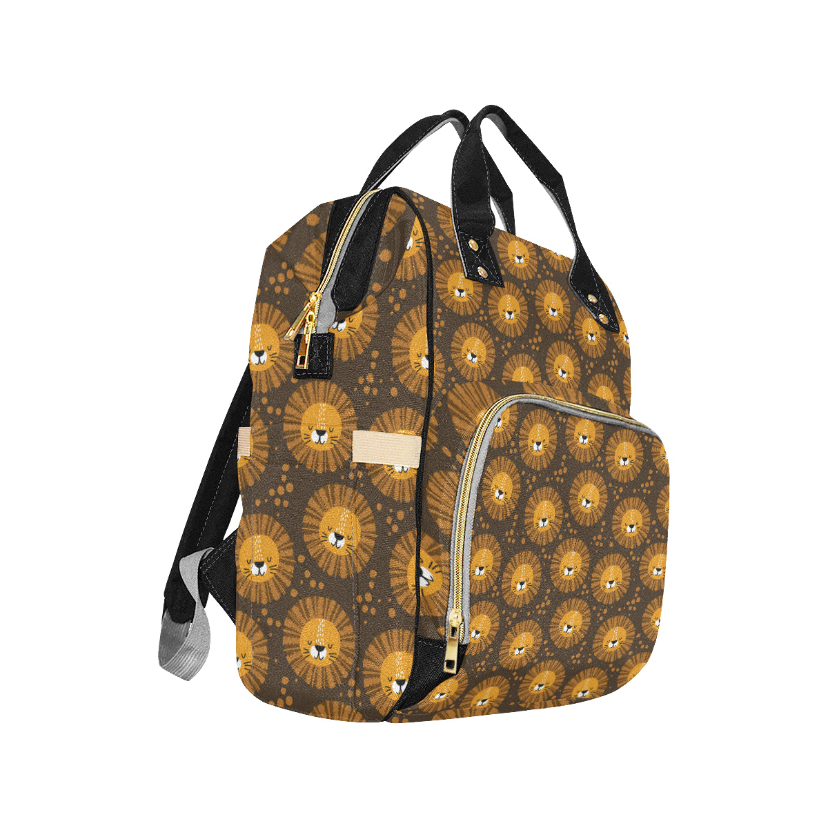 Lion Cartoon Pattern Print Design 01 Diaper Bag Backpack