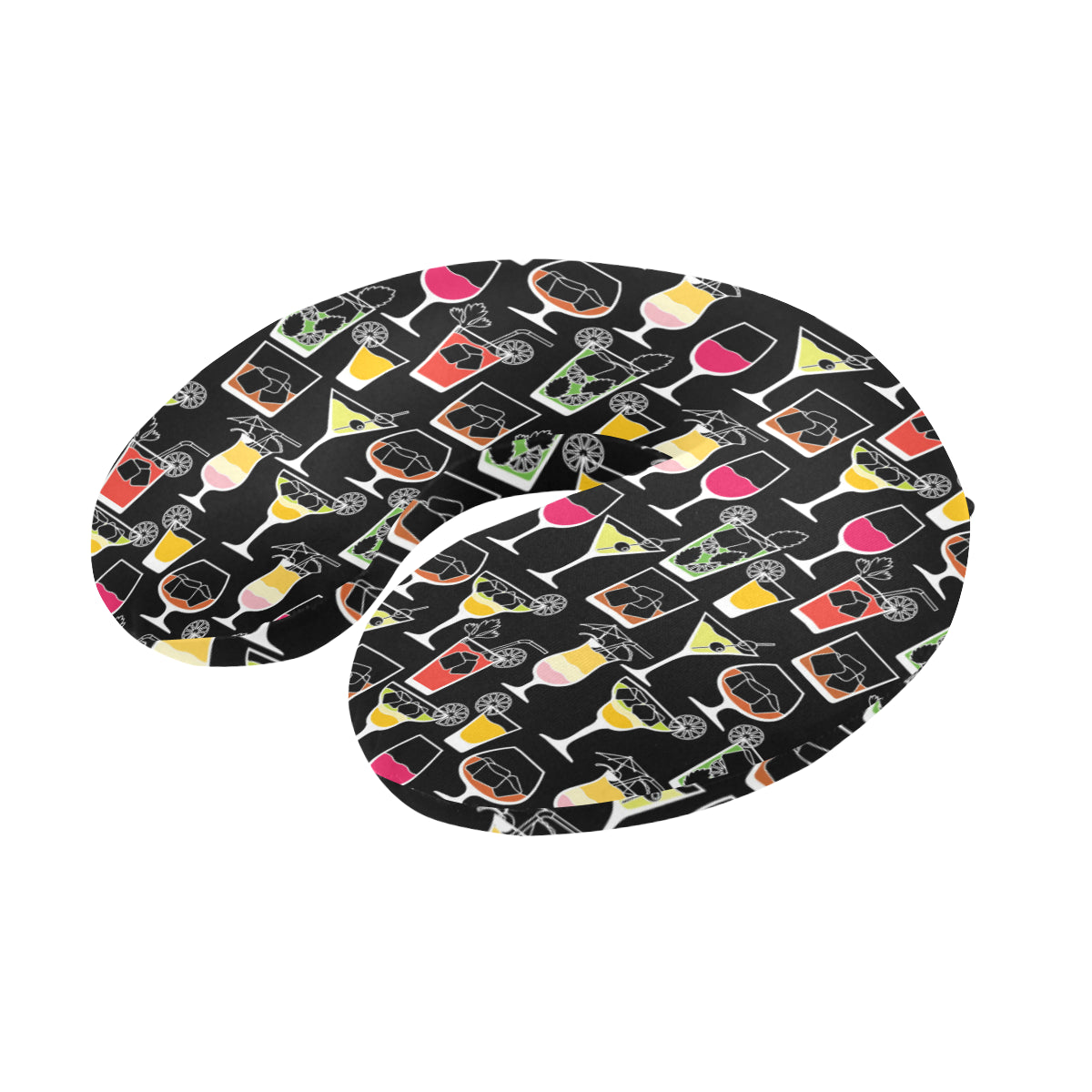 Cocktail Pattern Print Design 01 U-Shaped Travel Neck Pillow