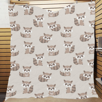 Raccoon Pattern Print Design A05 Premium Quilt