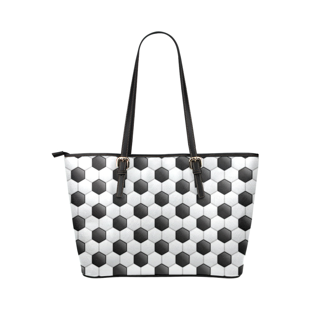 Soccer Ball Texture Print Pattern Leather Tote Bag