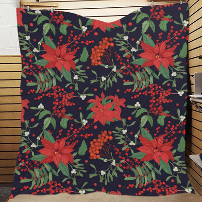 Poinsettia Pattern Print Design POT02 Premium Quilt