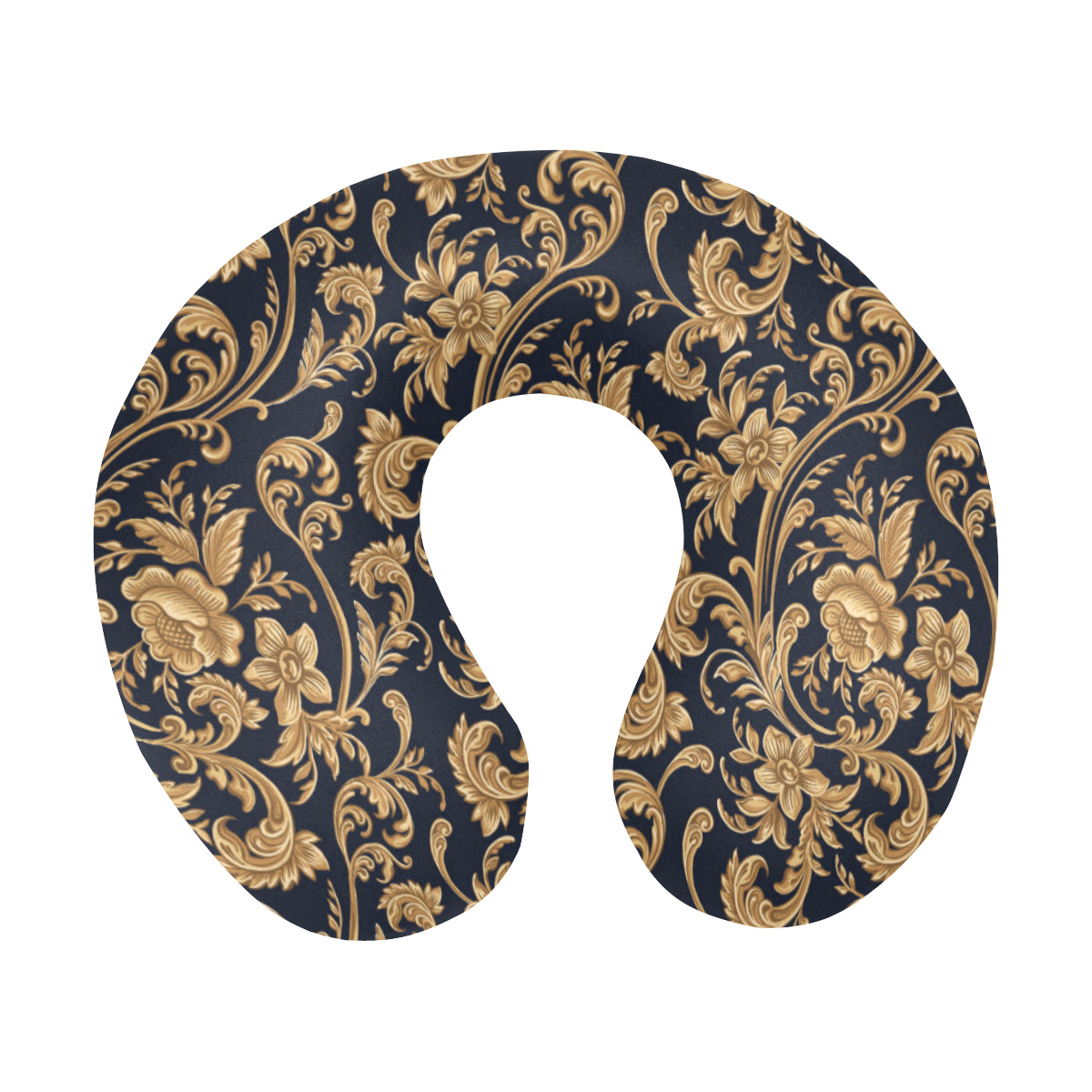 Baroque Golden Pattern Print Design 03 U-Shaped Travel Neck Pillow