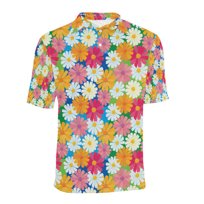 Daisy Pattern Print Design DS05 Men Polo Shirt