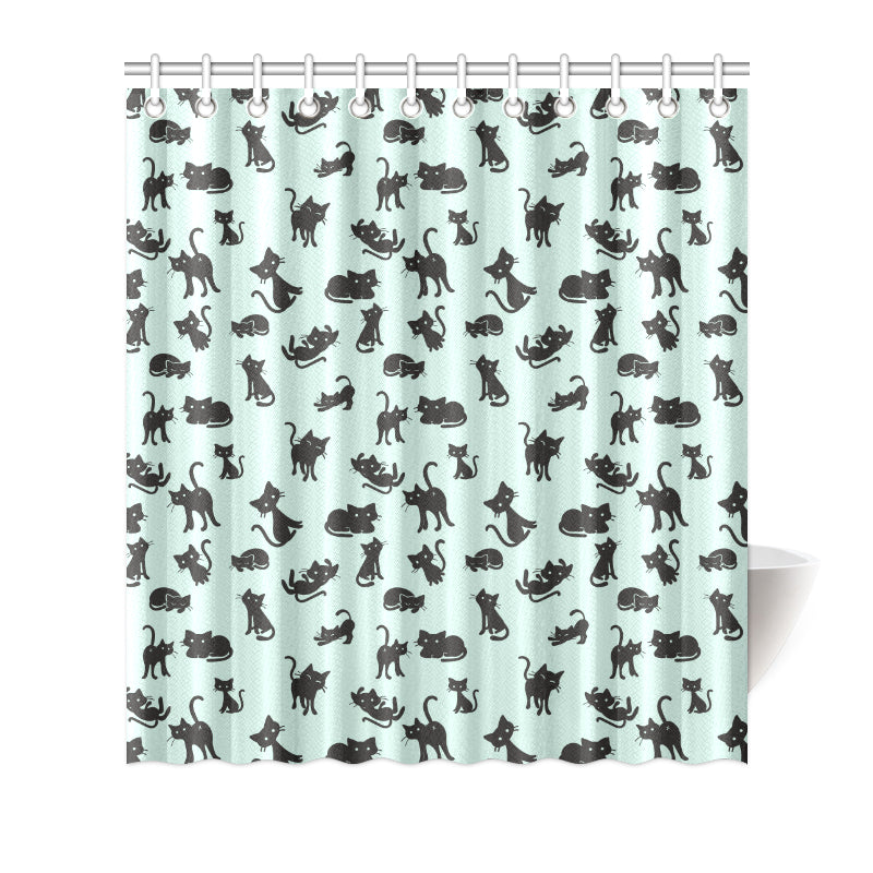 Black Cat Pattern Print Design 04 Shower Curtain