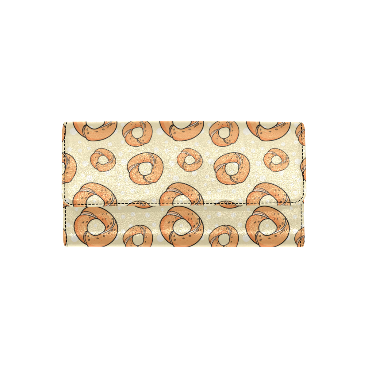 Bagel Pattern Print Design 03 Women's Trifold Wallet