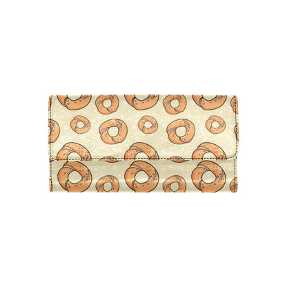 Bagel Pattern Print Design 03 Women's Trifold Wallet