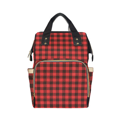 Buffalo check Red Pattern Print Design 05 Diaper Bag Backpack