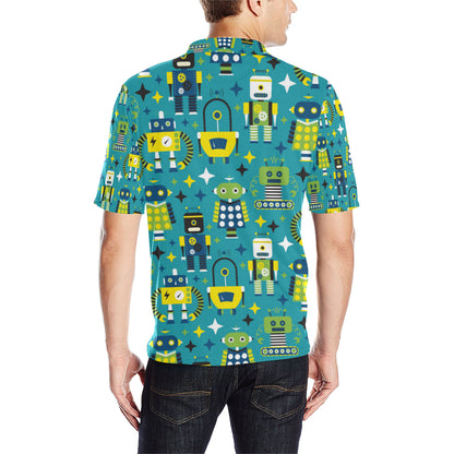 Robot Pattern Print Design A02 Men Polo Shirt