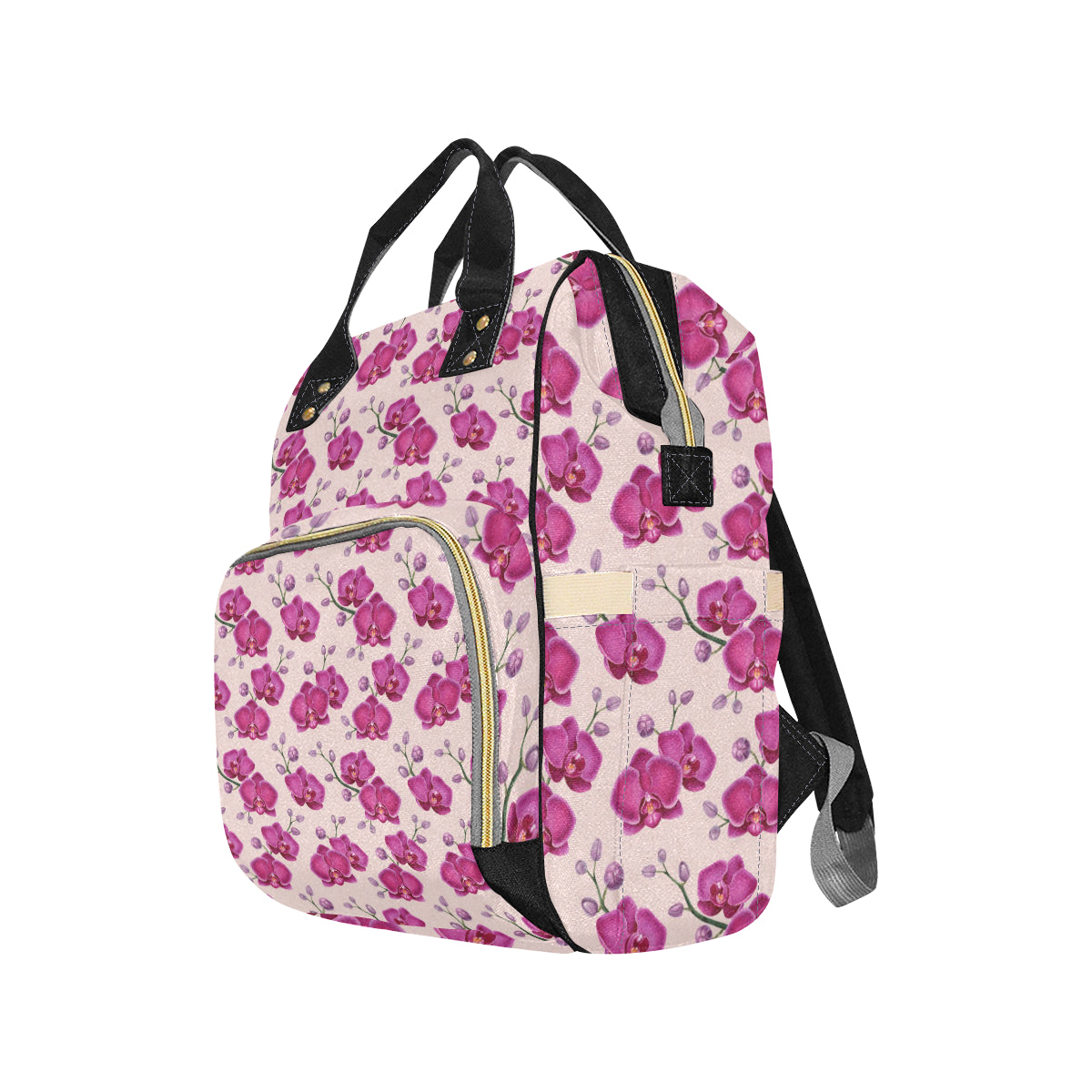 Orchid Purple Pattern Print Design OR04 Diaper Bag Backpack
