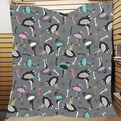 Ostrich Pattern Print Design 01 Premium Quilt