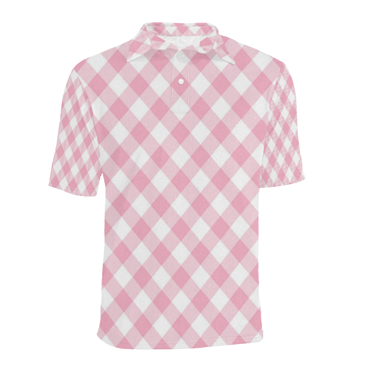 Gingham Pink Pattern Print Design 02 Men Polo Shirt