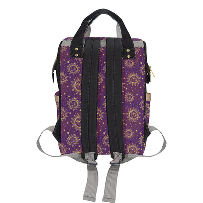 Sun Moon Star Design Themed Print Diaper Bag Backpack