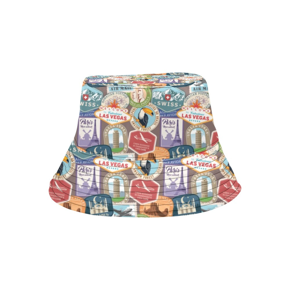 Travel Stamp Print Design LKS301 Unisex Bucket Hat