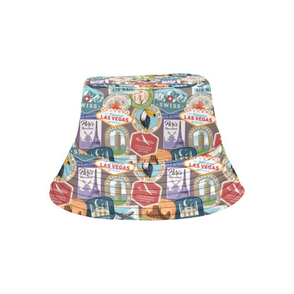 Travel Stamp Print Design LKS301 Unisex Bucket Hat