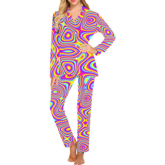 Liquid Pattern Print Design 06 Women's Long Pajama Set