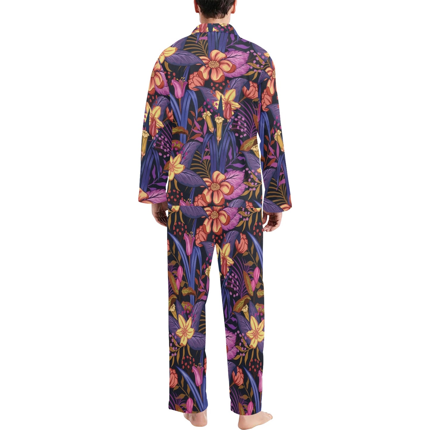 Lily Pattern Print Design LY016 Men's Long Pajama Set