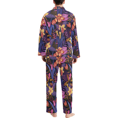 Lily Pattern Print Design LY016 Men's Long Pajama Set