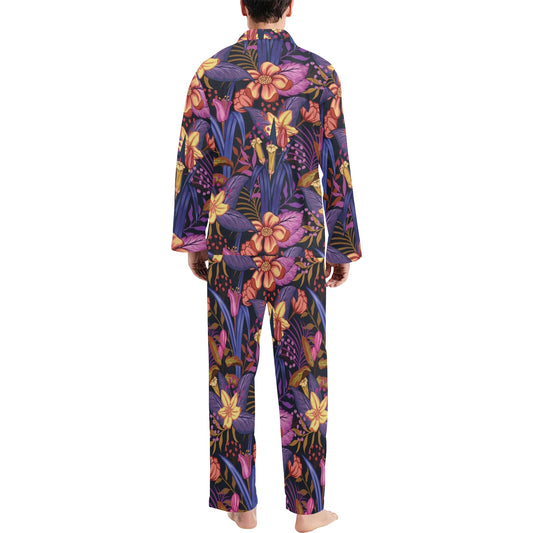 Lily Pattern Print Design LY016 Men's Long Pajama Set