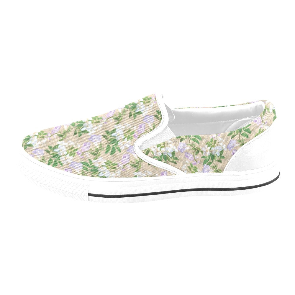 Sampaguita Print Design LKS302 White Slip Ons Canvas Women's Shoes