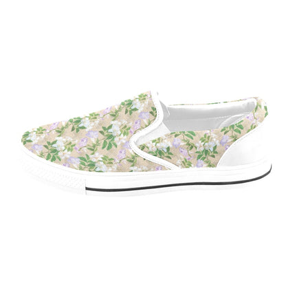Sampaguita Print Design LKS302 White Slip Ons Canvas Women's Shoes