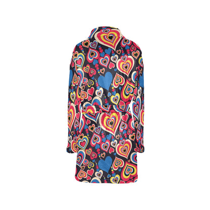 Heart Pattern Print Design HE08 Women's Fleece Robe
