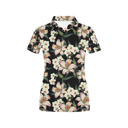Lily Pattern Print Design LY03 Women's Polo Shirt