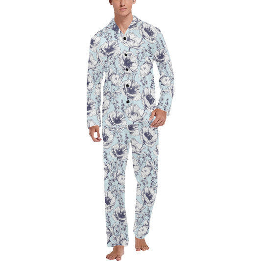 Anemone Pattern Print Design 02 Men's Long Pajama Set