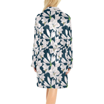 Amaryllis Pattern Print Design AL02 Women's Fleece Robe