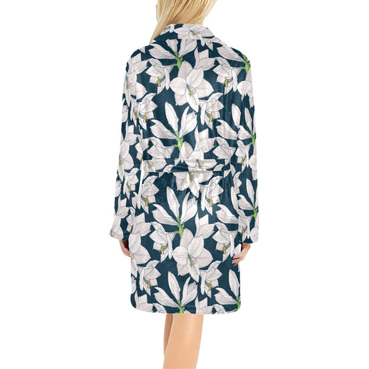 Amaryllis Pattern Print Design AL02 Women's Fleece Robe
