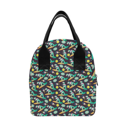 Surfboard T Rex Print Design LKS301 Insulated Lunch Bag