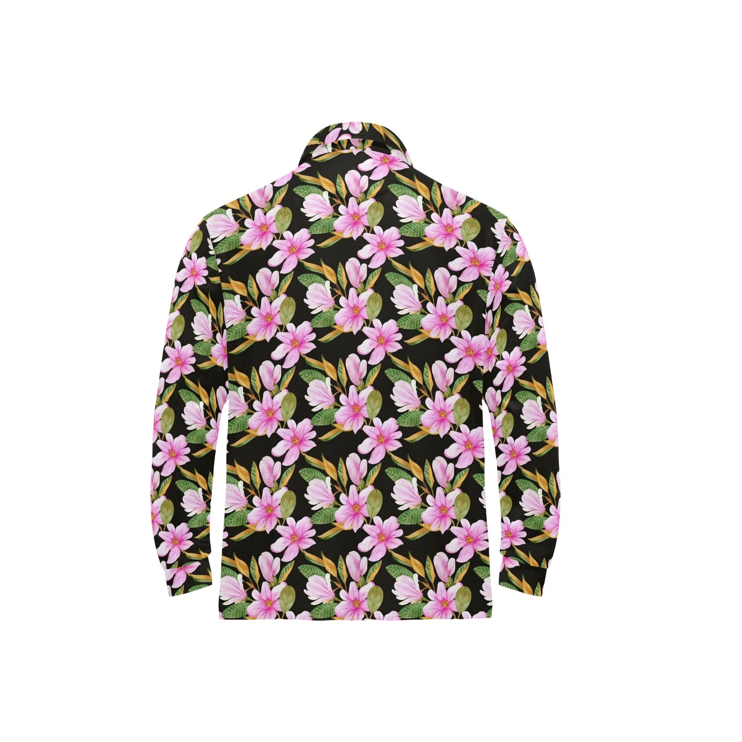 Magnolia Pattern Print Design MAG08 Long Sleeve Polo Shirt For Men's
