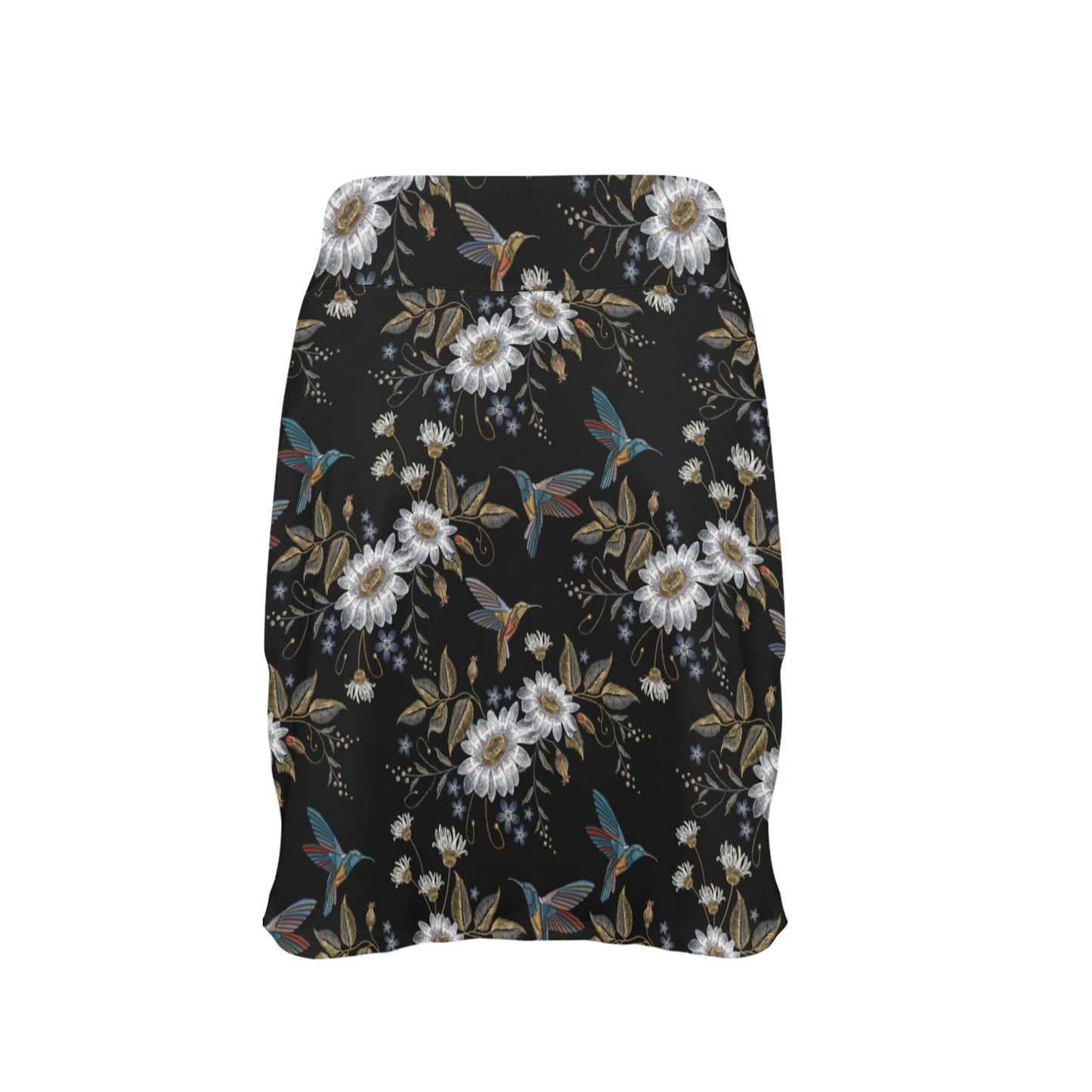 Hummingbird with Embroidery Themed Print 17" Golf & Pickleball Skort with Pockets