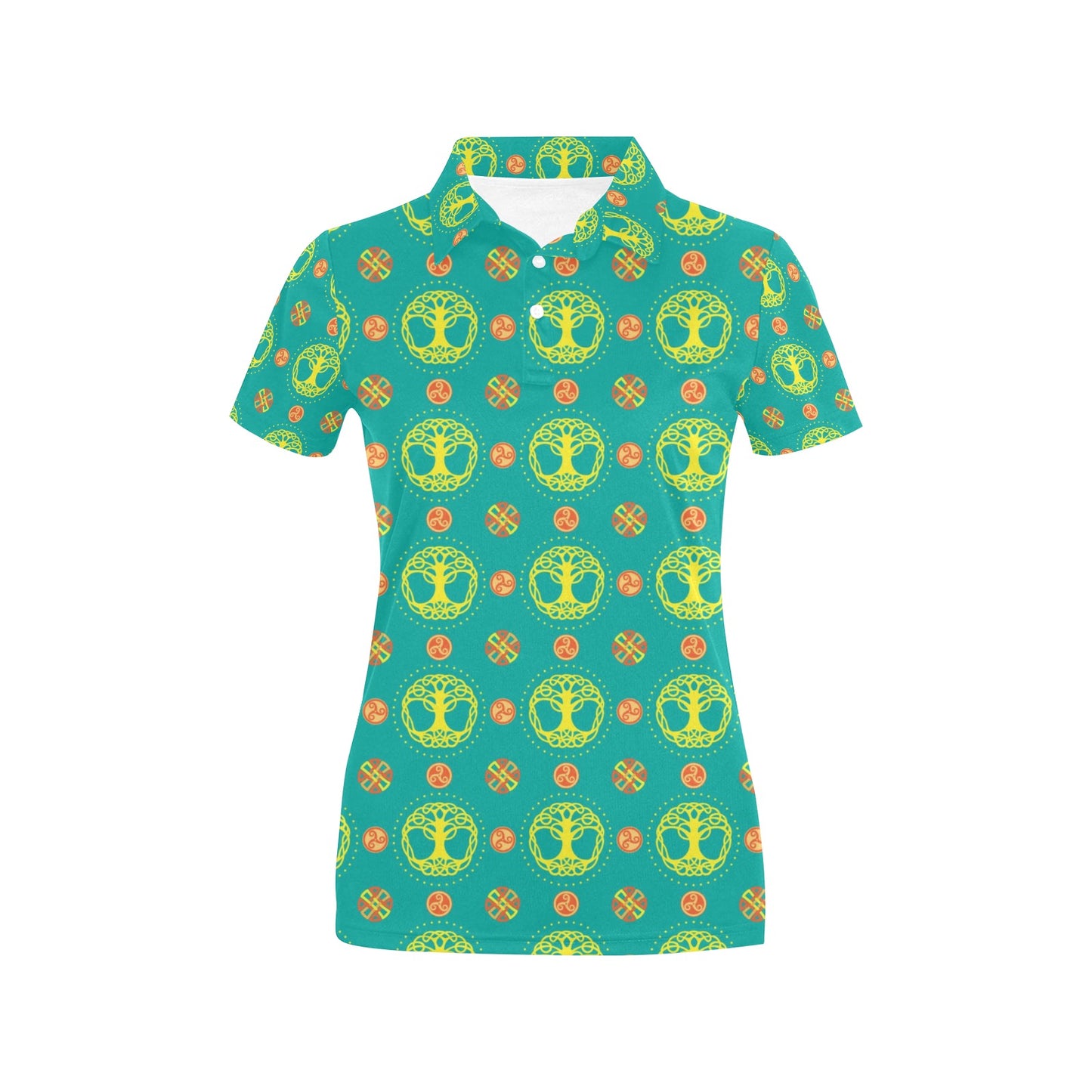 Celtic Tree of Life Print Pattern Women's Polo Shirt