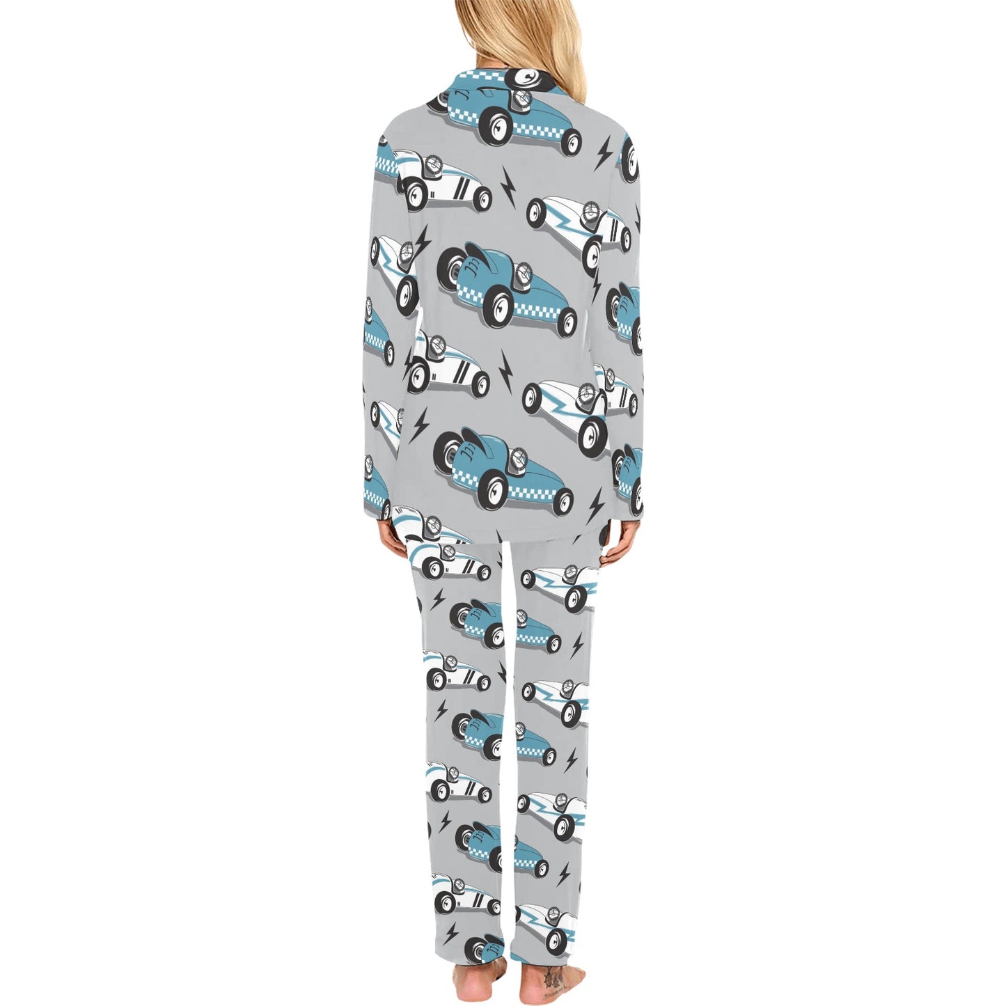 Racing Vintage Pattern Print Design A02 Women's Long Pajama Set