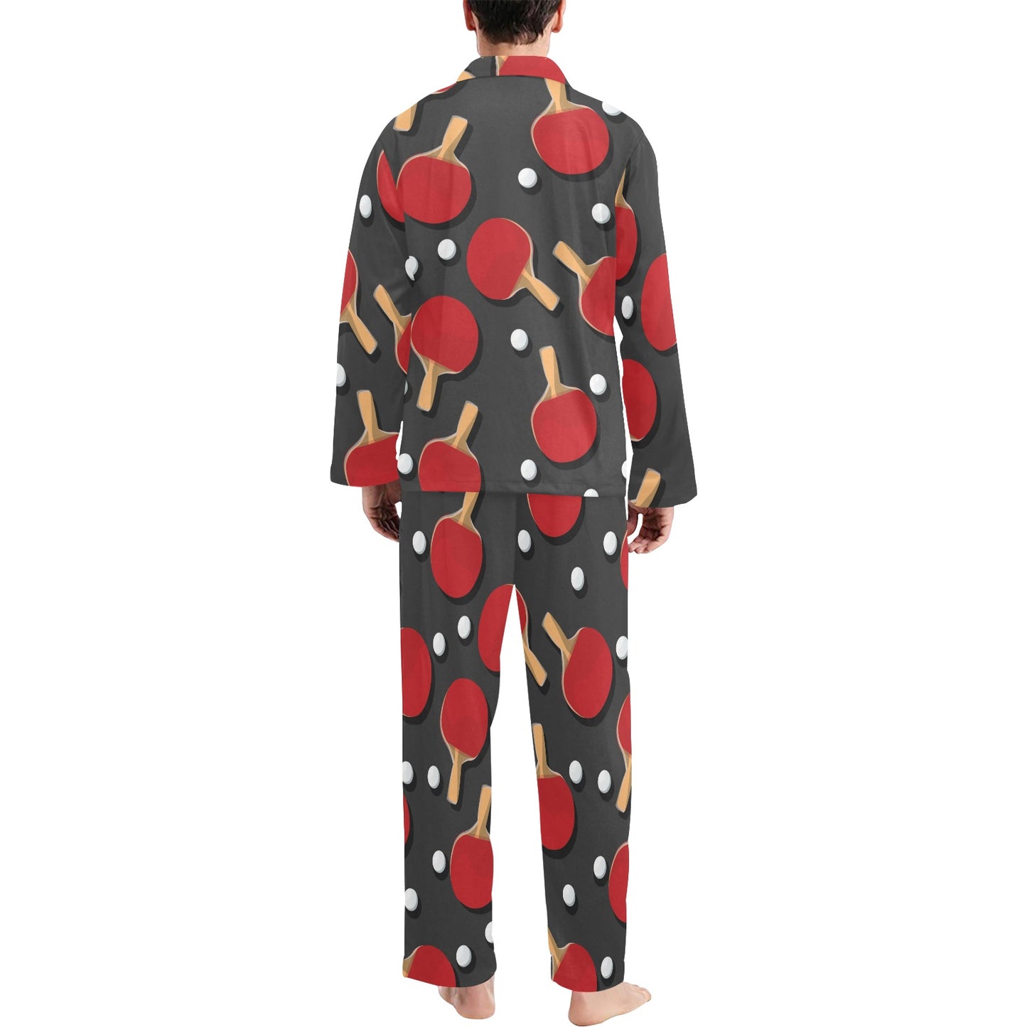 Ping Pong Pattern Print Design A05 Men's Long Pajama Set