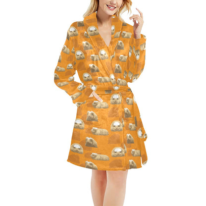 Guinea Pig Print Design LKS403 Women's Fleece Robe