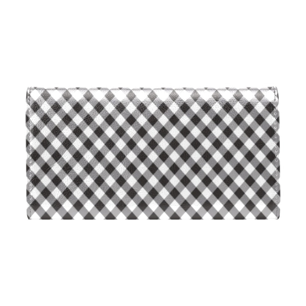 Gingham Print Design LKS402 Women's Trifold Wallet