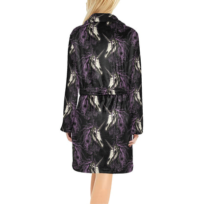 Unicorn Skull head Women's Fleece Robe