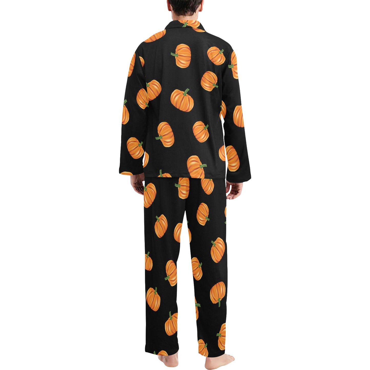 Pumpkin Pattern Print Design A05 Men's Long Pajama Set