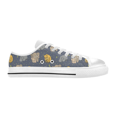 Safari Elephant Lion Print Design LKS303 Women's White Low Top Shoes