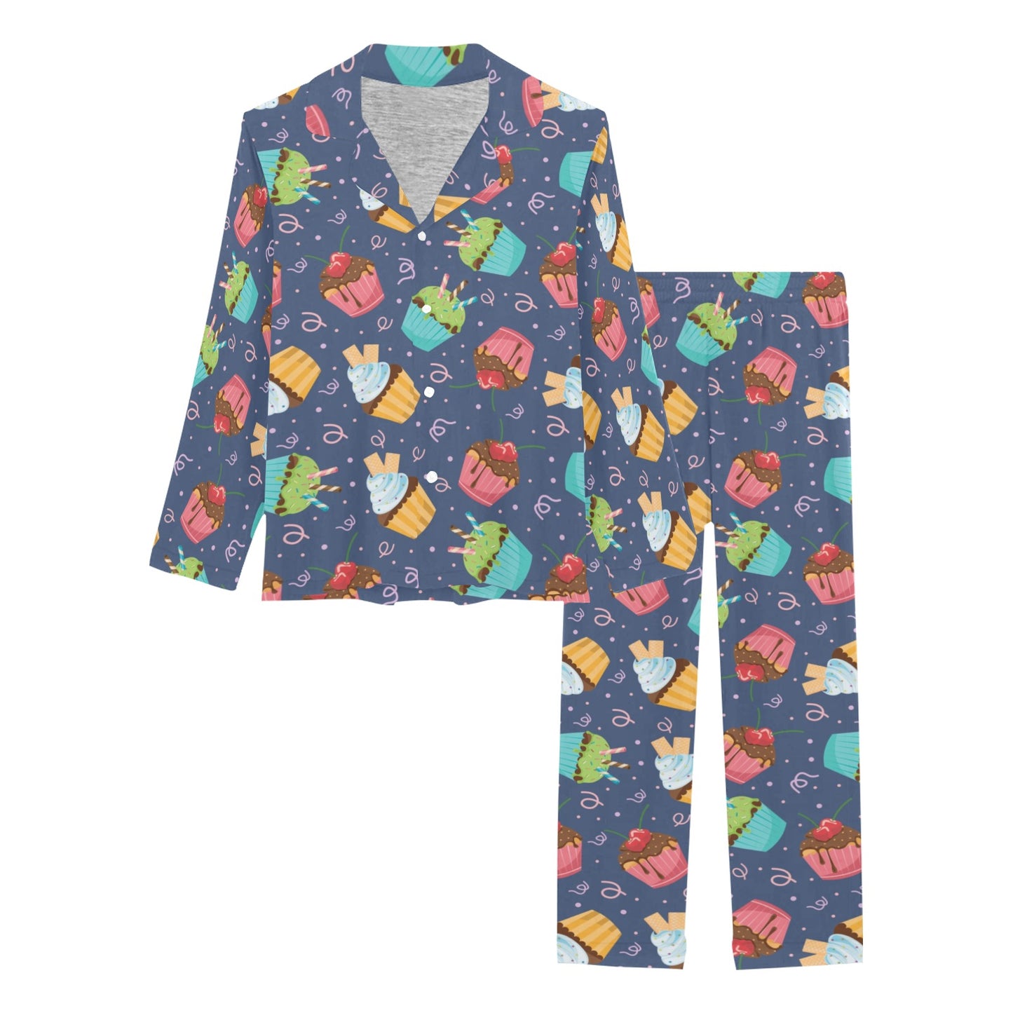 Cupcake Pattern Print Design 02 Women's Long Pajama Set