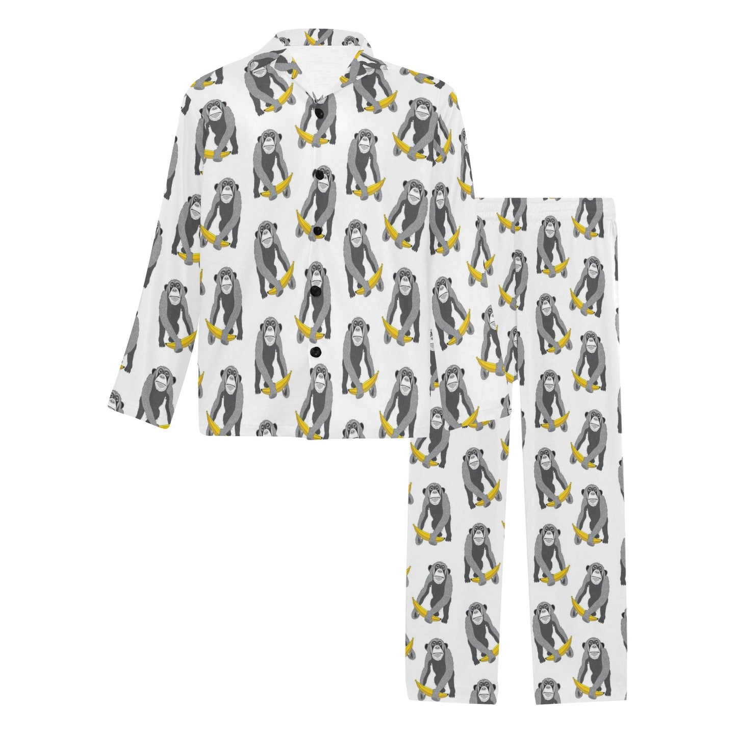 Chimpanzee Pattern Print Design 05 Men's Long Pajama Set