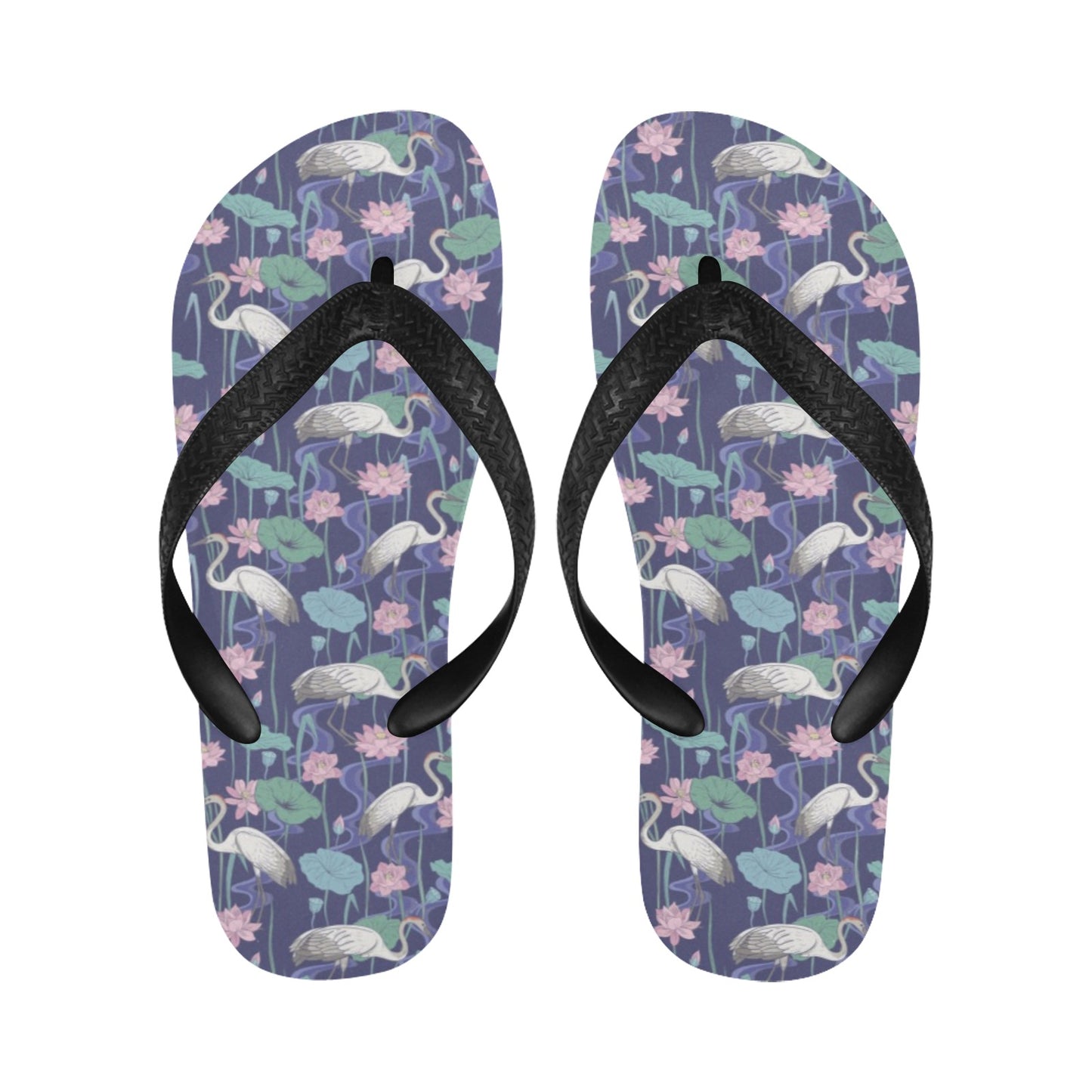 Water Lily Print Design LKS306 Flip Flops