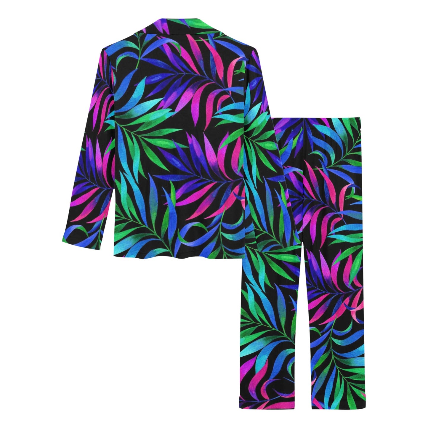 Tropical Flower Pattern Print Design TF010 Women's Long Pajama Set