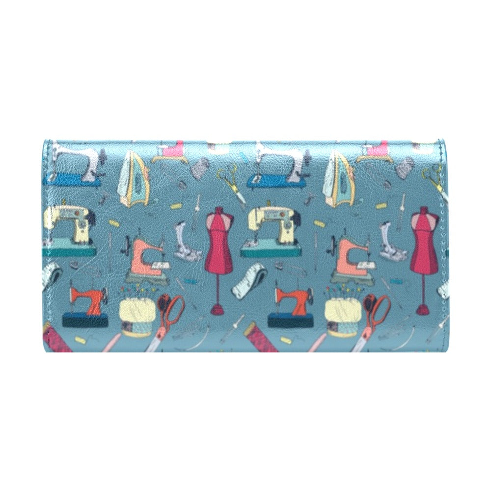 Sewing Equipment Print Design LKS301 Women's Trifold Wallet
